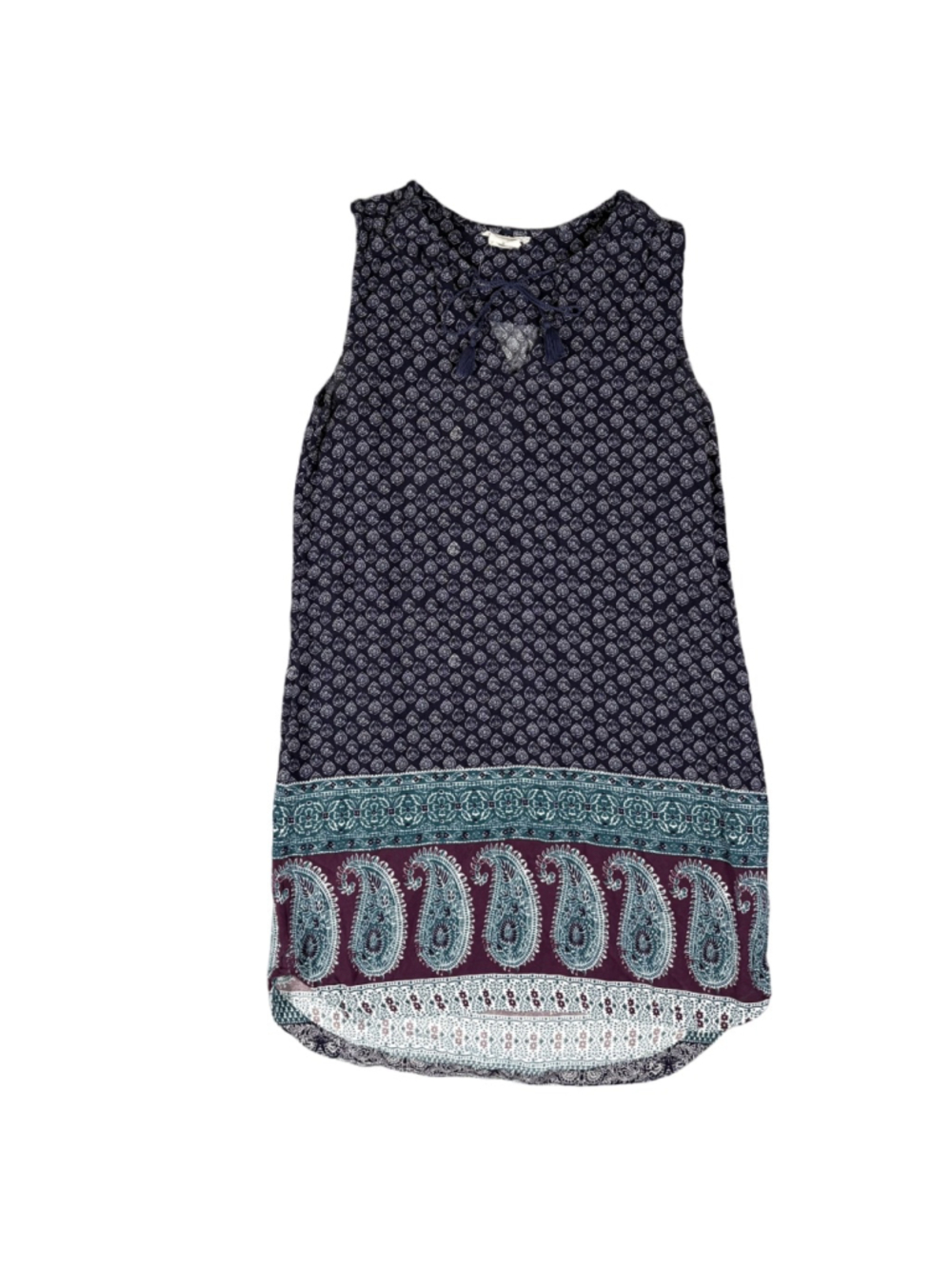 BeachLunchLounge M Boho Festival Indie Paisley Shift Dress Tassel